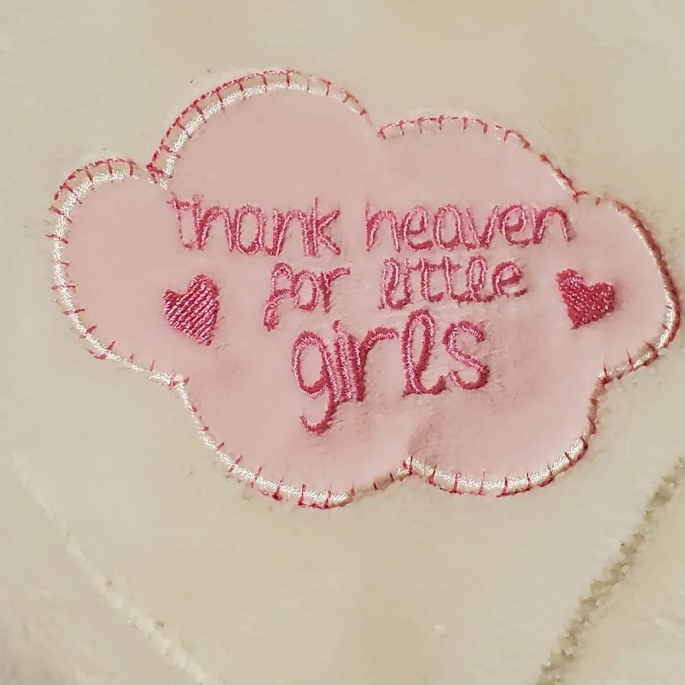 Baby Gear Lovey White Bear Pink Bow‎ Girls Fleece Baby Security Blanket  Plush